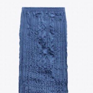 ZARA WOMEN ELASTIC WAISTBAND CRINKLE PLISSE MIDI STRAIGHT SKIRT  1131 835 420